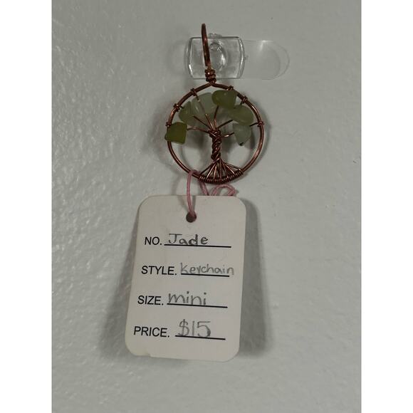 Handmade Copper and Serpentine Crystal Tree of life 3.5x2” Wall Decor - Picture 4 of 5